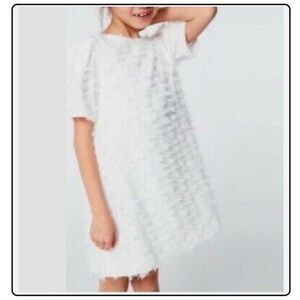 Zara White Frayed Edge Dress‎